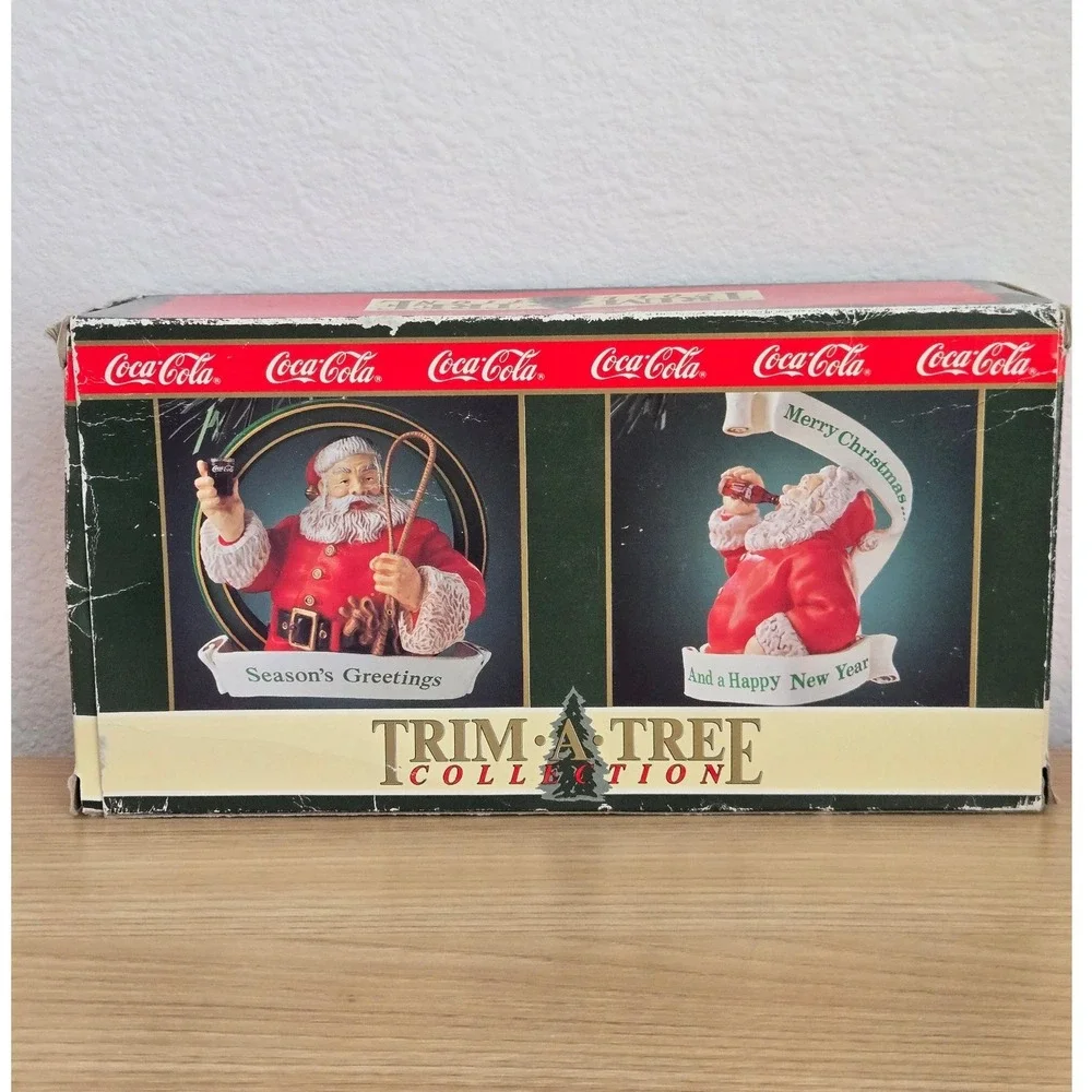 Vintage 1992 Coca-Cola Trim A Tree Santa Claus Ornament Set Haddon Sundblom Art